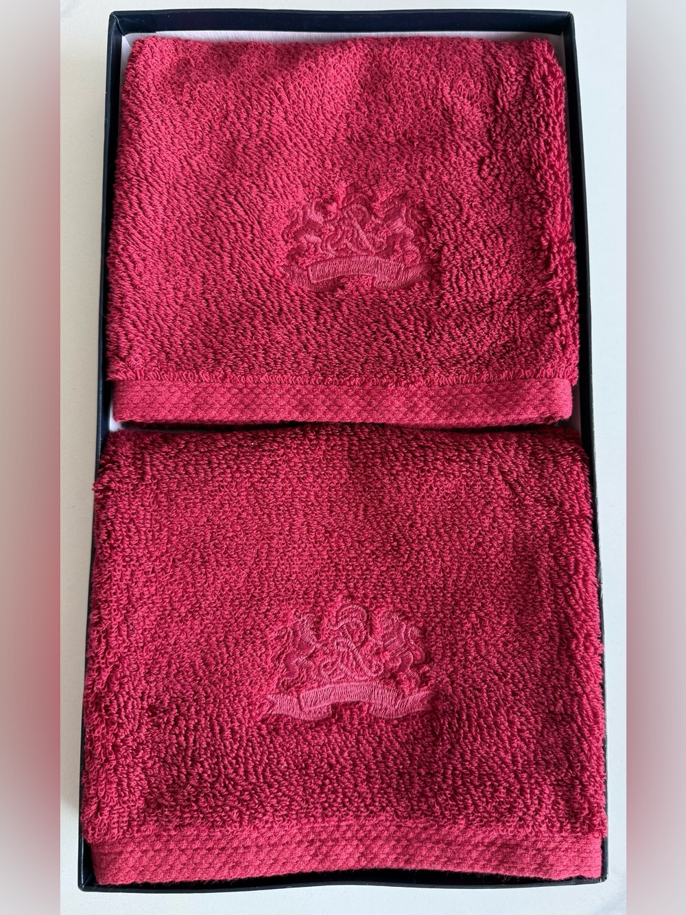 Nwts vintage Ralph Lauren Polo Crest Home 13x20 Hand Towels Set 2  Red Cotton US